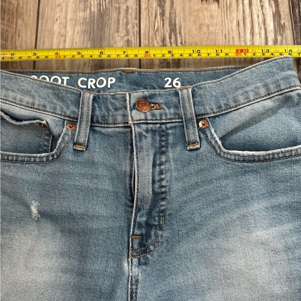 J. Crew Billie Demi Boot cut Crop Jeans 26 4 mid rise distressed casual ankle - Picture 9 of 12